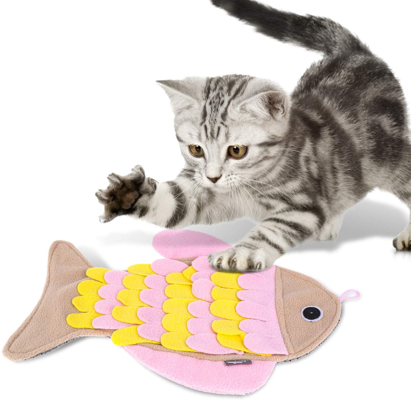 Pet Sniffing Mat Cat Sniffing Mat training Toy Pet Sniffing Feeding Mat Fish Shape Cat Treat Dispenser Pet Products (Pink) - PawsPlanet Australia