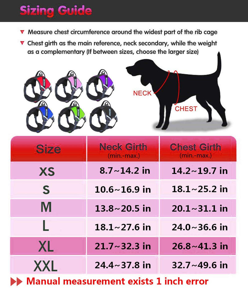 [Australia] - LMOBXEVL Service Dog Harness,No-Pull Dog Harness with Handle Adjustable Reflective Pet Dog in Training Vest Harness,Easy Control for Small Medium Large Breed Outdoor Walking Hiking L:Neck 18.1-27.6"|Chest 24-36.6" Red 