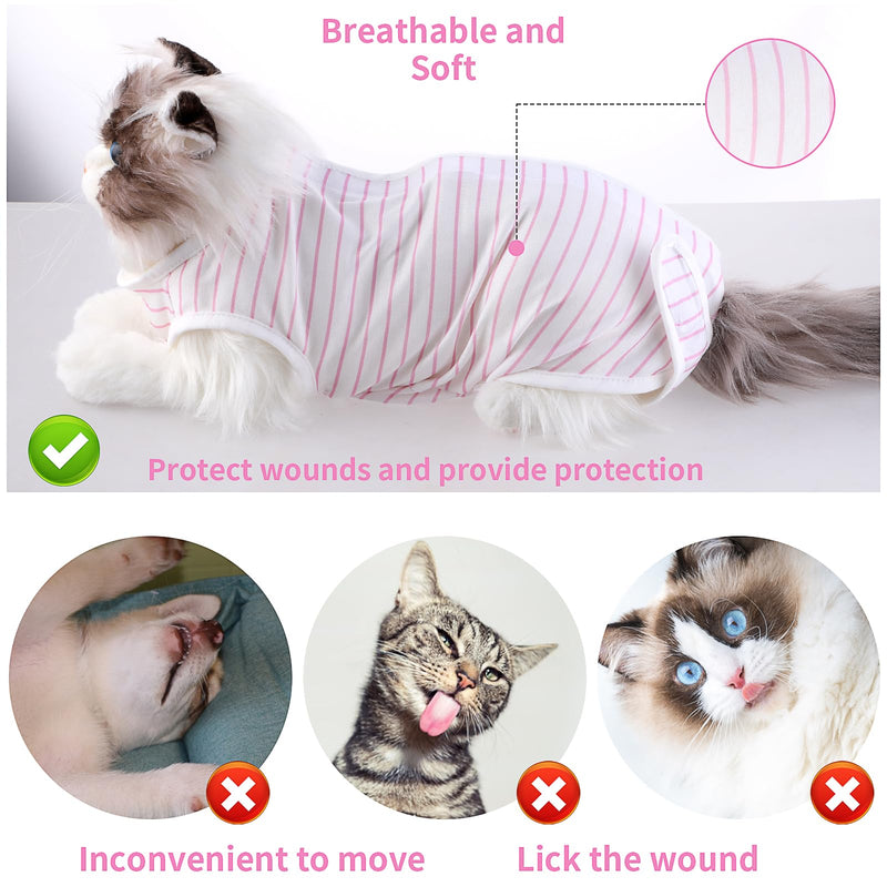 cobee Professional Cat Recovery Suit for Abdominal Wounds or Skin Diseases, Cat Surgery Recovery Suit Soft E Collar Cone Alternative Cat Onesie for Cats (Pink, Size M) - PawsPlanet Australia