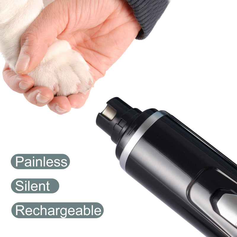 [Australia] - Nisahok Pet Nail Trimmer, Multifunctional Electric Upgraded Version of Pet Nail Trimmer, Painless, Silent and Rechargeable Pet Nail Grinder, Suitable for Large Medium Small Dogs and Cats. black 