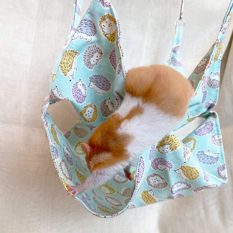 [Australia] - Ymid Select Handmade Small Animal Hanging Hammock, Bunkbed Hammock Toy for Ferret Hamster Parrot Rat Guinea-Pig Mice Chinchilla Flying Squirrel Sleep Nap Sack Cage Swinging Bed Hideout L Blue Hedgehog 