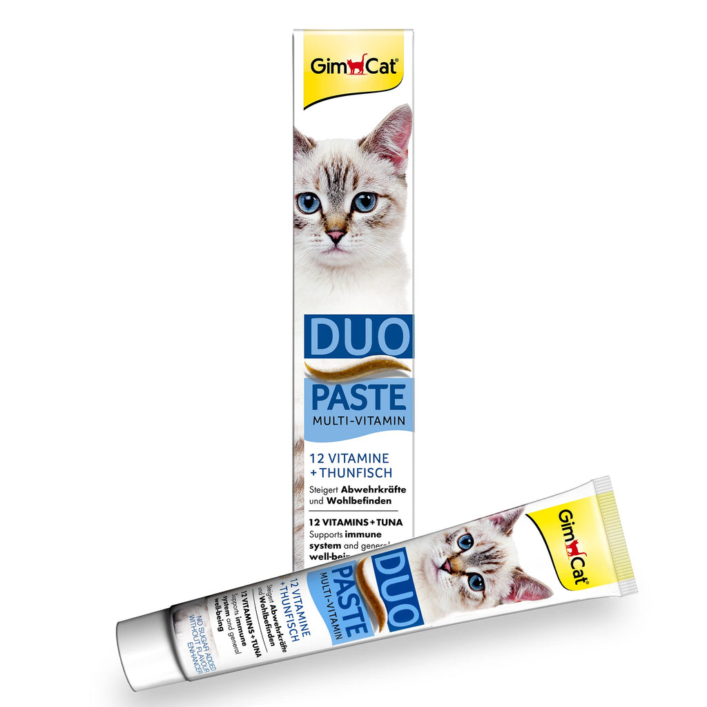 GimCat Duo Paste Multi-Vitamin and Tuna - Valuable vitamins increase immunity and well-being - 1 tube (1 x 50 g) 12 vitamins and tuna - PawsPlanet Australia