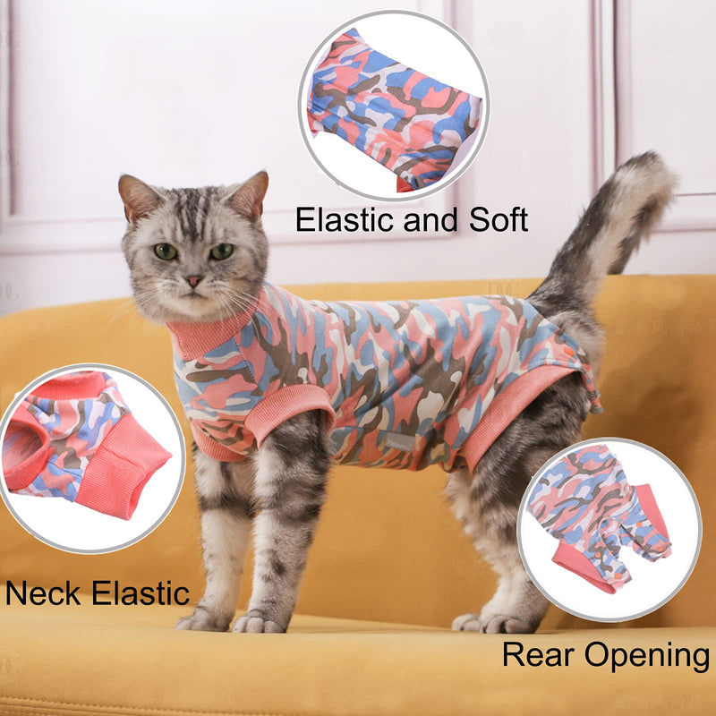 Cat Professional Recovery Suit for Abdominal Wounds and Skin Diseases,E-Collar Alternative for Cats and Dogs, After Surgey Wear Anti Licking, Recommended by Vets L Camouflag - PawsPlanet Australia