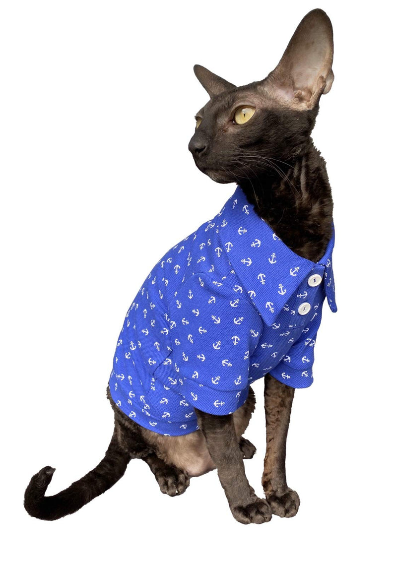 [Australia] - Kotomoda Hairless Cat's Clothes Cotton Polo Sailor for Sphynx Cats L 