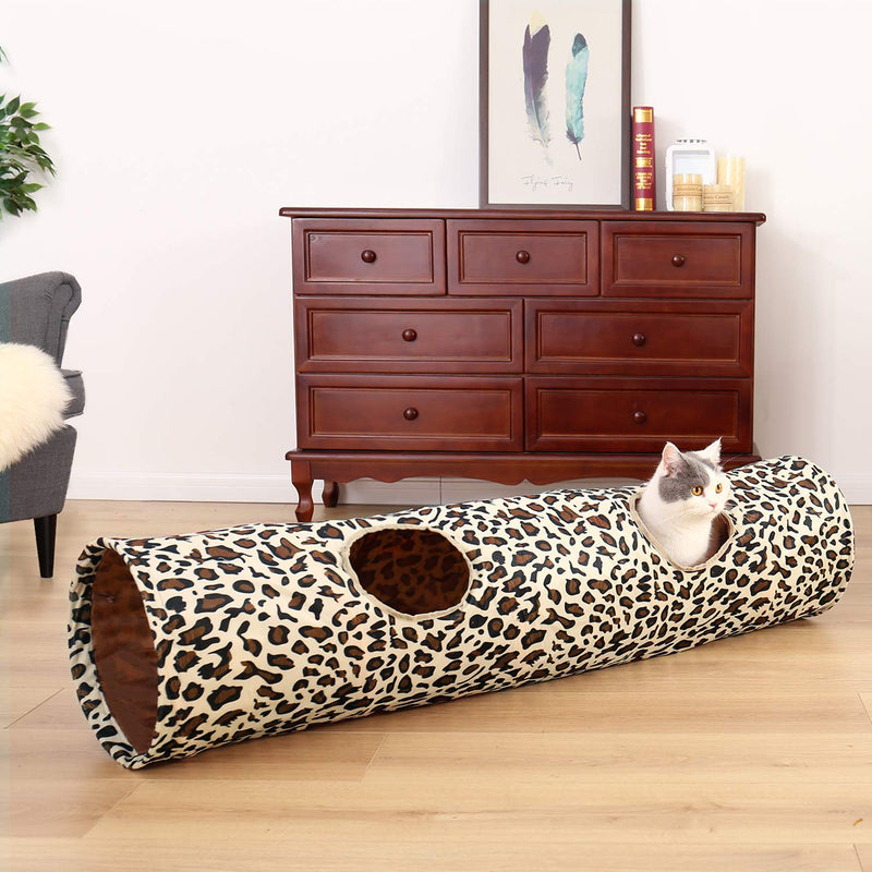 PAWZ Road Cat Toys Collapsible Tunnel Leopard Cat Tunnel Tube for Cat,Rabbits and Dogs Medium - PawsPlanet Australia