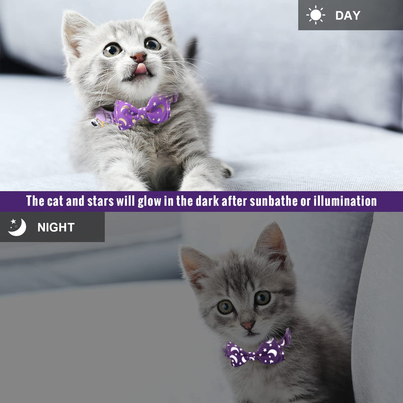 Cat Collar, [3 Pack] Diyife Reflective Cat Collars with Bell and Detachable Bow Tie, Quick Release Safety Collars for Kitten and Cats, Adjustable 20-30cm Suitable for All Domestic Cats Pink & Purple & Black - PawsPlanet Australia
