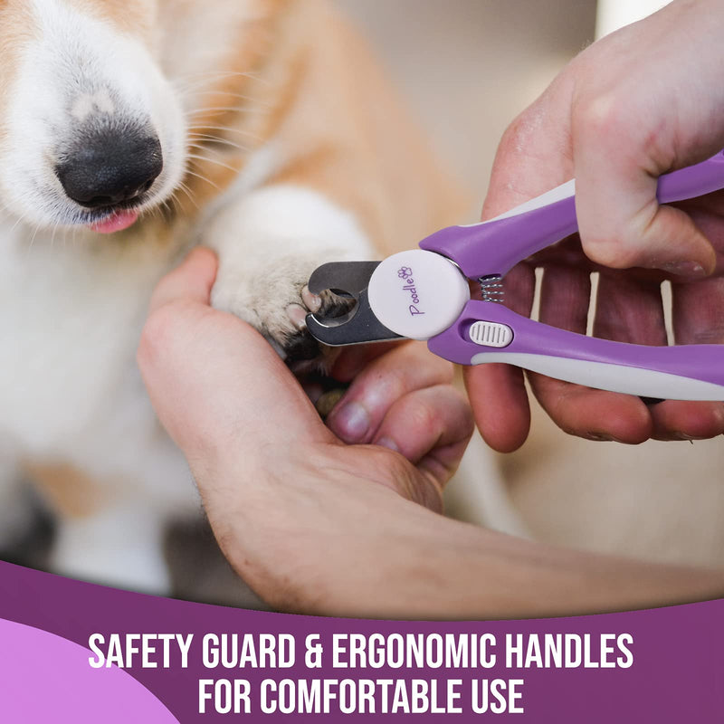 Professional Nail Clippers With Safety Guard For Dogs & Cats By Poodle Pet- Pet Grooming Clippers With Stainless Steel Blades For Smooth Cuts- Dog Nail Trimmers With Hidden File For Small & Large Dogs - PawsPlanet Australia