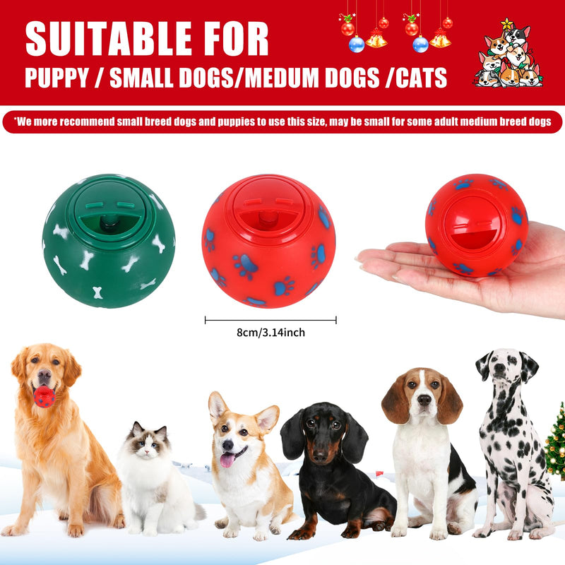 Pack of 2 Christmas Interactive Dog Toy Ball Treat Dispenser Ball Toy Chew Toy Dog Ball Toy for Boredom Teeth Cleaning Training Balls Small Medium Large Pets Puppies - PawsPlanet Australia