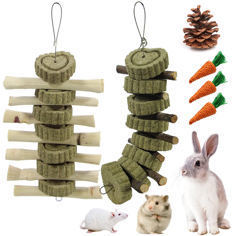 12Pcs Rabbit Toys Bunny Chew Toys Guinea Pigs Small Animals Teeth Toy Natural Grass Rattan Carrot Corn Sticks Pet Toy Set for Rabbits Hamster Gerbils Squirrels Chewing Improve Dental Health - PawsPlanet Australia