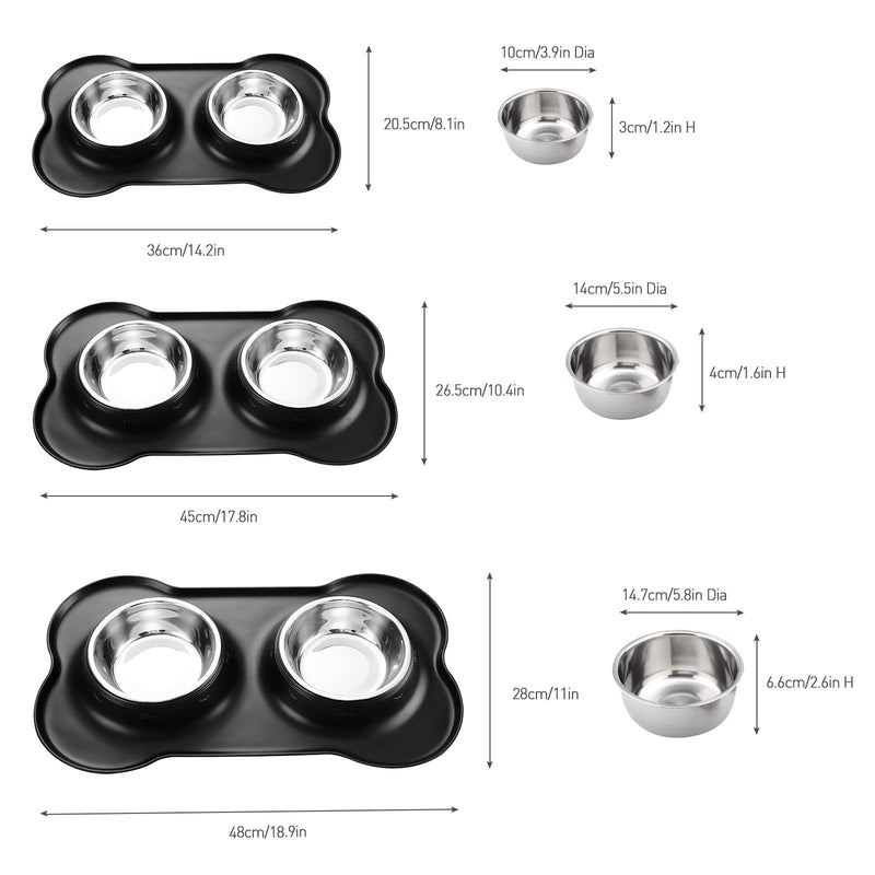 Ousuga Dog Bowls,Stainless Steel Water and Food Bowl Pet Puppy Cat Feeder Bowl with Non-Spill Skid Resistant Silicon Mats and 2 Pcs Pet Food Scoop for Feeding Small Medium Large Dogs Cats L-850ml - PawsPlanet Australia