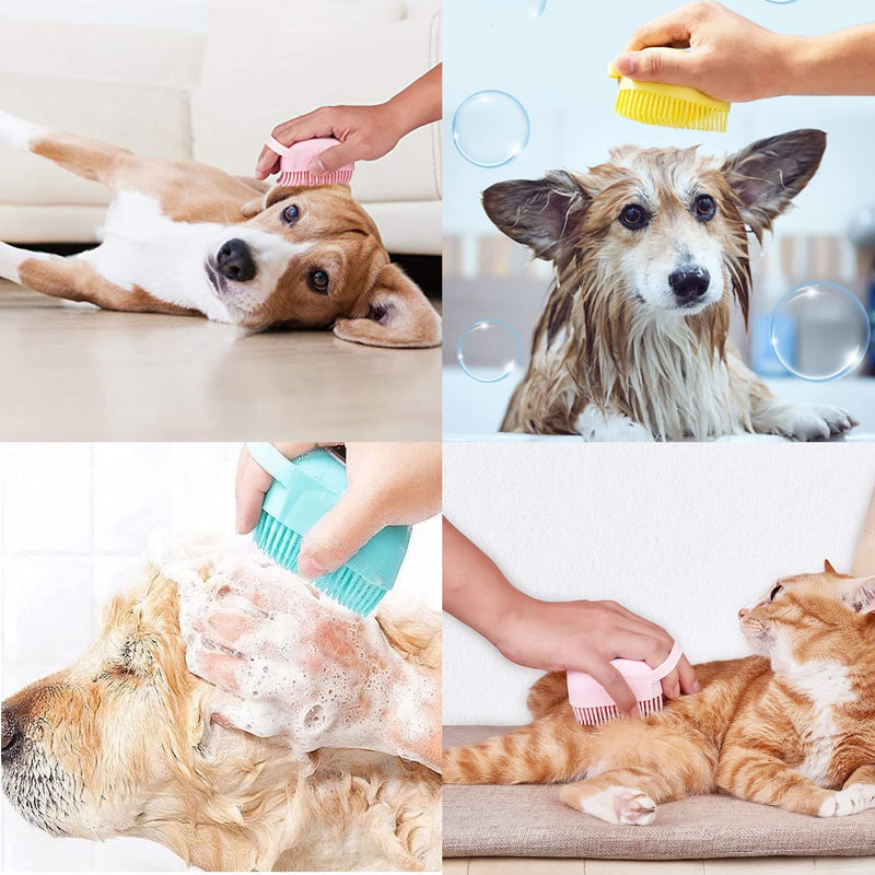 Taicols Pack of 3 pet massage brushes for dogs, shower brush silicone, super soft silicone bath brush, bath brush with shampoo dispenser for dogs, cats, silicone massage, bath brush for pet shower - PawsPlanet Australia