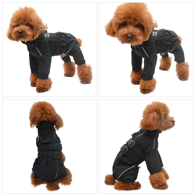 Dogs Waterproof Jacket, Lightweight Waterproof Jacket Reflective Safety Dog Raincoat Windproof Snow-proof Dog Vest for Small Medium Large Dogs Black XS XS (-5lbs) - PawsPlanet Australia