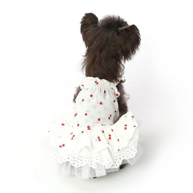 CuteBone Cherry Dog Dress Summer for Small Girl Cat Clothes XX-Small Berry skirt - PawsPlanet Australia