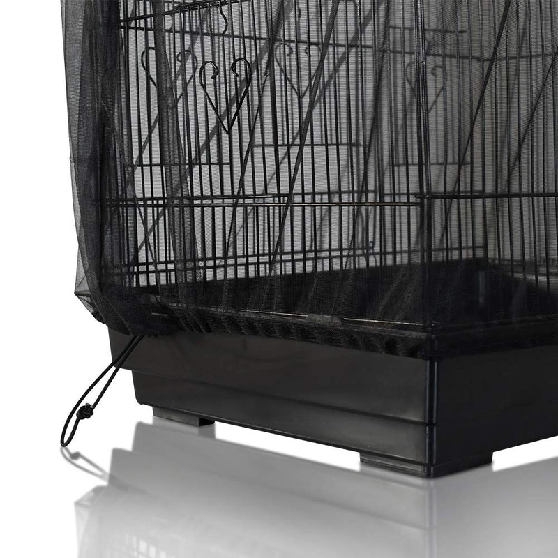 [Australia] - ASOCEA Bird Cage Seed Catcher Parrot Cage Mesh Skirt Universal Birdcage Cover Birdseed Nylon Net Guard Extra Large - Black&White (Not Include Birdcage) 