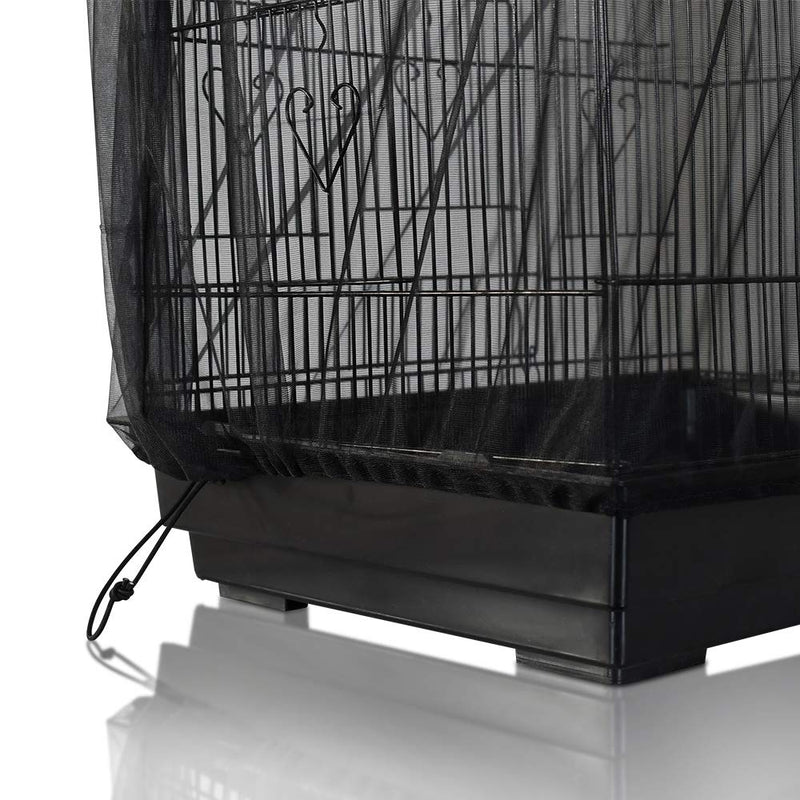 ASOCEA Bird Cage Seed Catcher Parrot Cage Mesh Skirt Universal Birdcage Cover Birdseed Nylon Net Guard extra large - Black (Not Include Birdcage) - PawsPlanet Australia