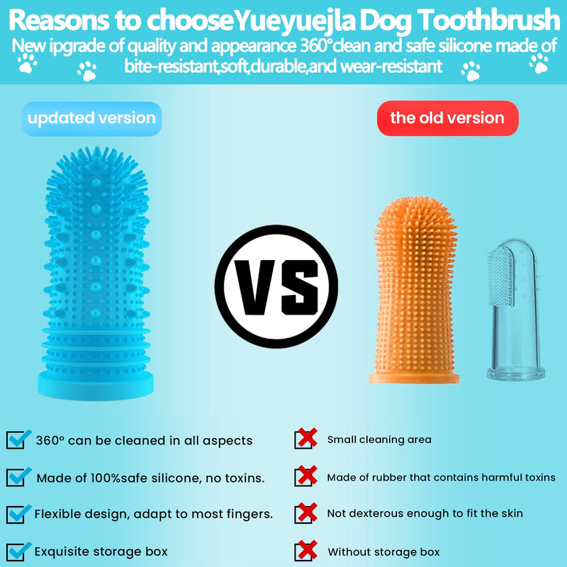 Dog Toothbrush Dog Finger Toothbrush for Dogs, Cats, Puppies Dental Care & Fresh Breathing, Silicone, Fully Surrounded Bristles, Dog Toothbrush, Reusable with Storage Box (Pack of 2) 2 Blue - PawsPlanet Australia
