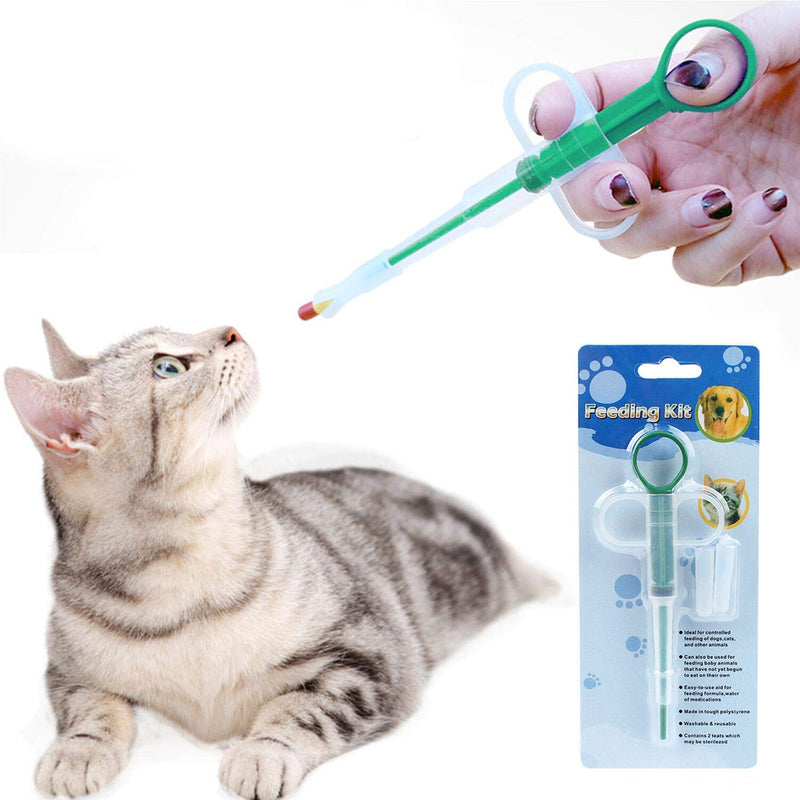 [Australia] - Apoi Pet Pill Syringe [2 Pack] Pet Pill Dispenser Dogs and Cats Medicine Feeder with Silicone Soft Tip Medical Feeding Tool Kit Reusable Extremely Convenient - Green 
