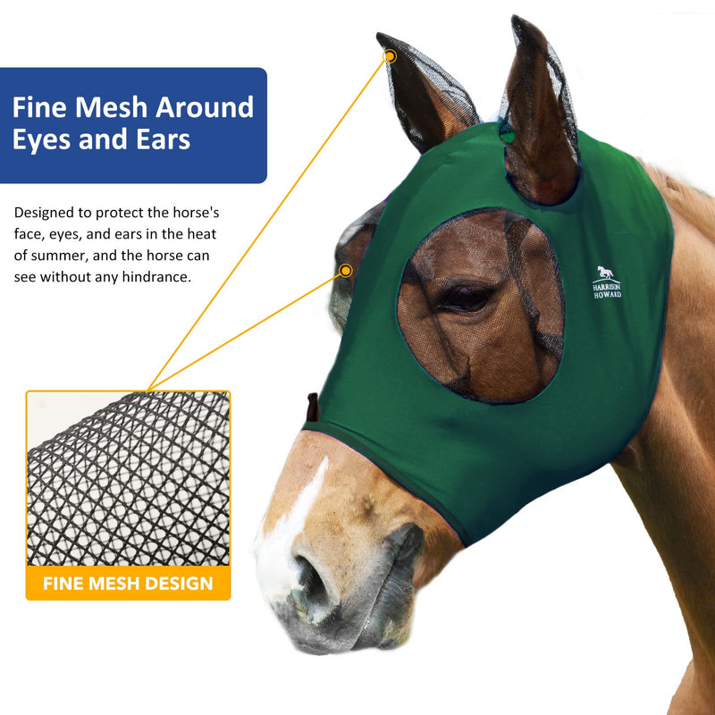 Harrison Howard Horse Fly Mask-Deep Green (M; Cob) (M; Cob) Deep Green - PawsPlanet Australia