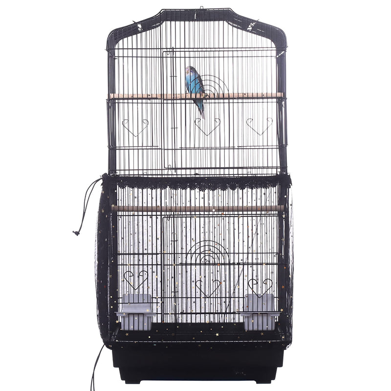 Perfitel Universal Birdcage Cover Seed Catcher Parrot Birdcage Nylon Mesh Guard Netting with lace (Not Included Birdcage,1 Piece)… 80 x 18 inch Black - PawsPlanet Australia