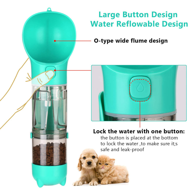 Ownpets Dog Water Bottles for Walking, Portable Pet Travel Dispenser with Drinking Bowl, Dog Cats Poop Bags Shovel - PawsPlanet Australia