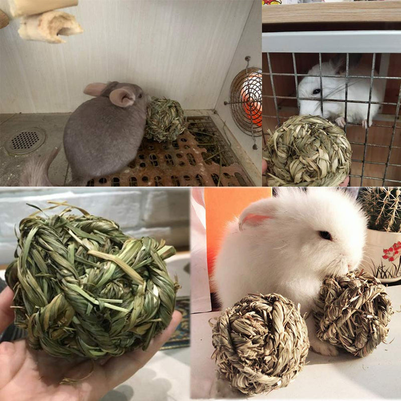 [Australia] - Bunny Grass Toy Natural Timothy Grass Small Animal Activity Play Chew Ball for Rabbits Hamster Guinea Pigs Gerbils(4 Pack) 