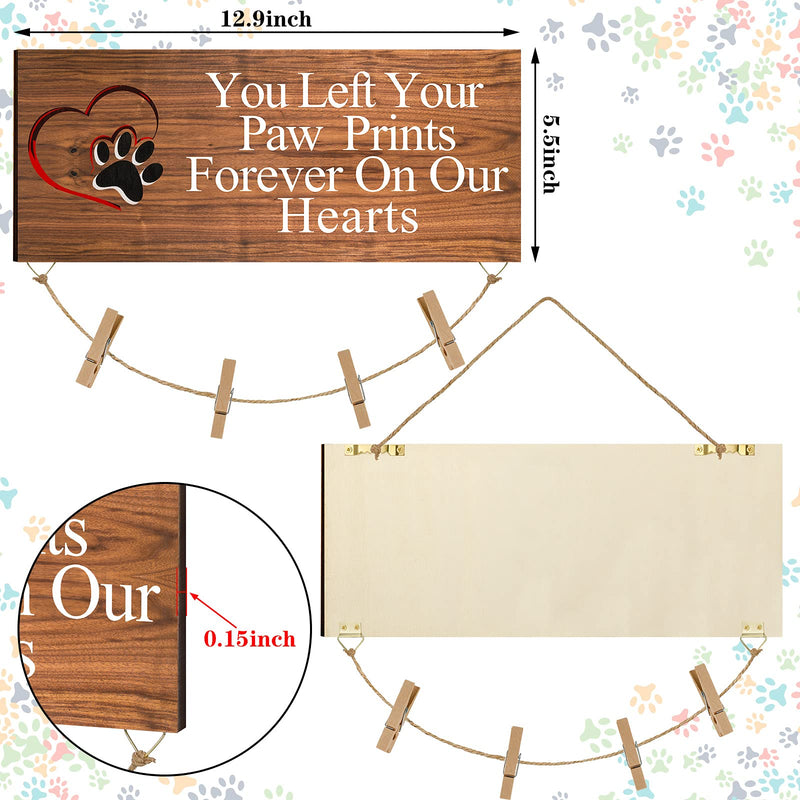 Pet Memorial Picture Frame with Clips Dog Memorial Present Pet Sympathy Picture Frame Paw Prints on Heart Memorial Present for Pet Dog Remembrance, 13 x 5.5 Inches (Warm White Words) Warm White Words - PawsPlanet Australia