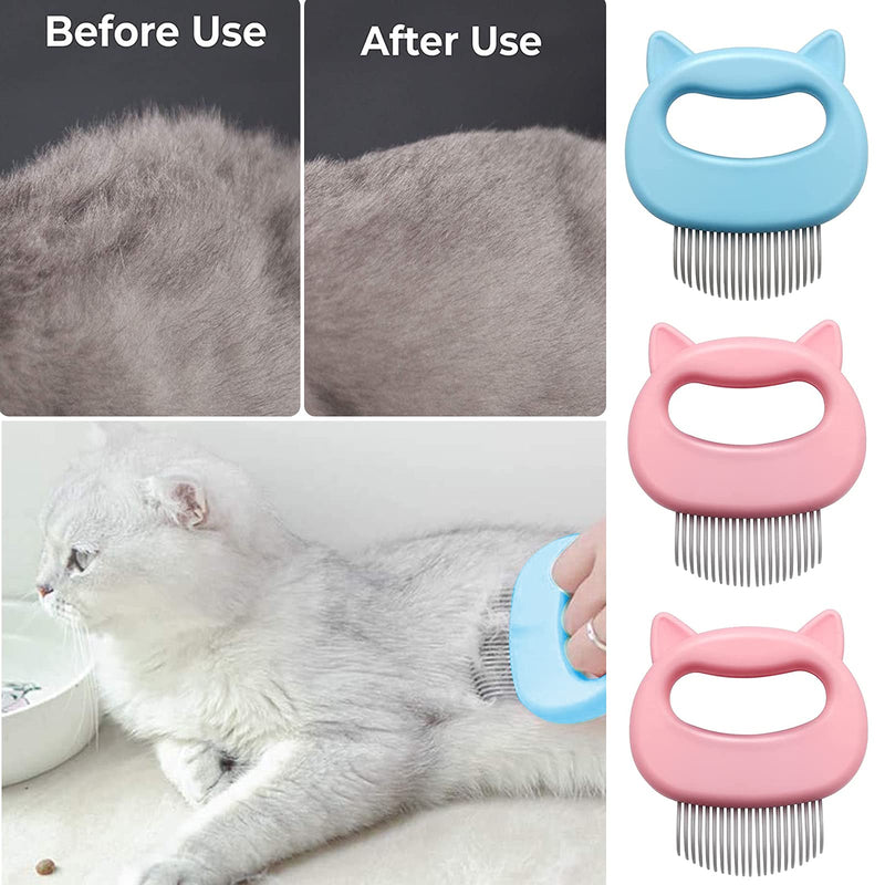 3 Pcs Cat Dog Comb,Hair Grooming Massage Pet Shell Combs,Soft Detangling Deshedding Brush,Removing Matted Tangled Fur and Short Long Loose Hairs,Dematting Shedding Tool for Cat Dog Rabbit - PawsPlanet Australia