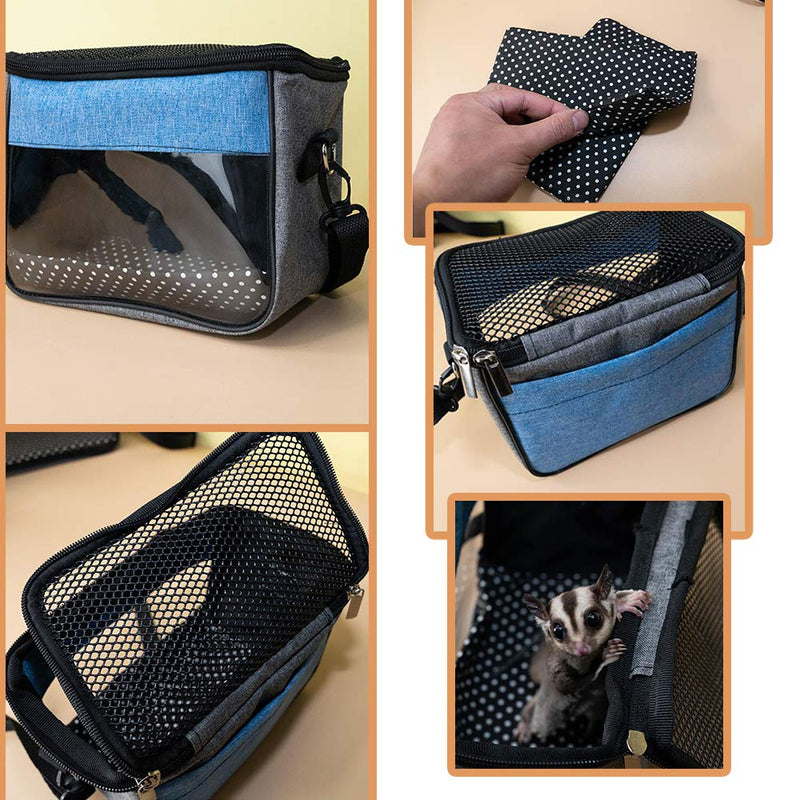 Guinea Pig Hamster Carrier Bag, Upgraded Small Pet Carrier Bag Super Soft Coral Fleece Hedgehog Pouch Portable Outgoing Travel Bag with Adjustable Shoulder Strap and Breathable Mesh for Glider Etc - PawsPlanet Australia