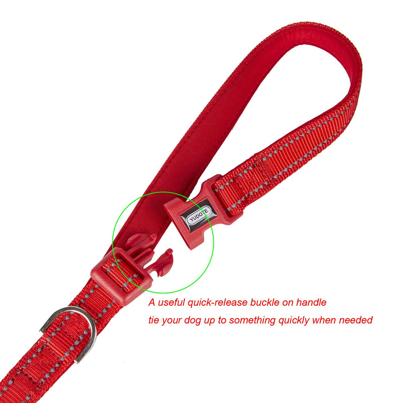 YUDOTE Strong Nylon Dog Lead,Reflective Dog Leash with Soft Comfy Padded Loop Handle,Handy D Ring and Buckle for Daily Walking with Medium Dogs,Red 2cm Wide,120cm Long Red - PawsPlanet Australia