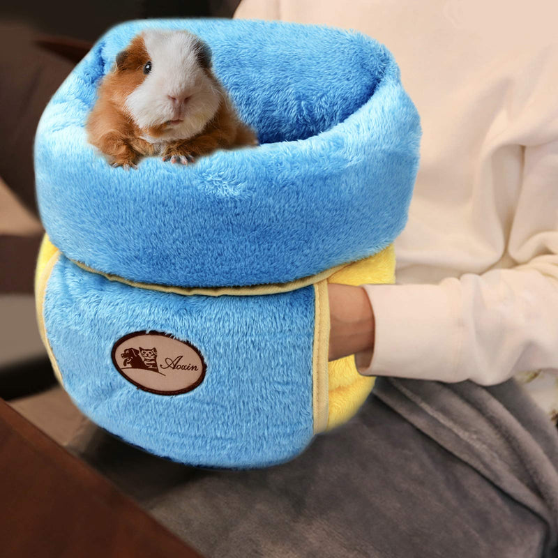 YUEPET Guinea Pig Bed Cuddle Cave Warm Fleece Cozy House Bedding Sleeping Cushion Cage Nest for Small Animal Squirrel Chinchilla Rabbit Hedgehog Cage Accessories Blue - PawsPlanet Australia