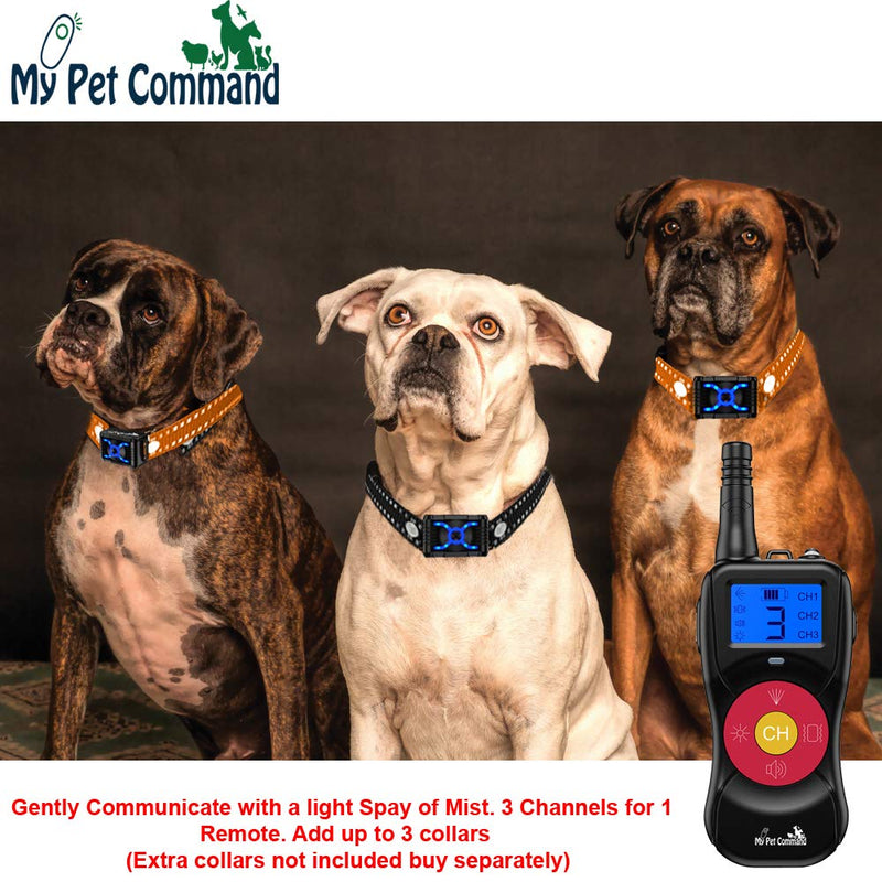 [Australia] - My Pet Command 2600 FT Range (0.5 Mile) 4-1 Citronella Dog Training Collar with Remote, Spray,Vibrate,Tone and Night Light Functions Safe, Humane, No Shock Waterproof Rechargeable Add up to 3 Collars 1 Collar Kit with Remote 