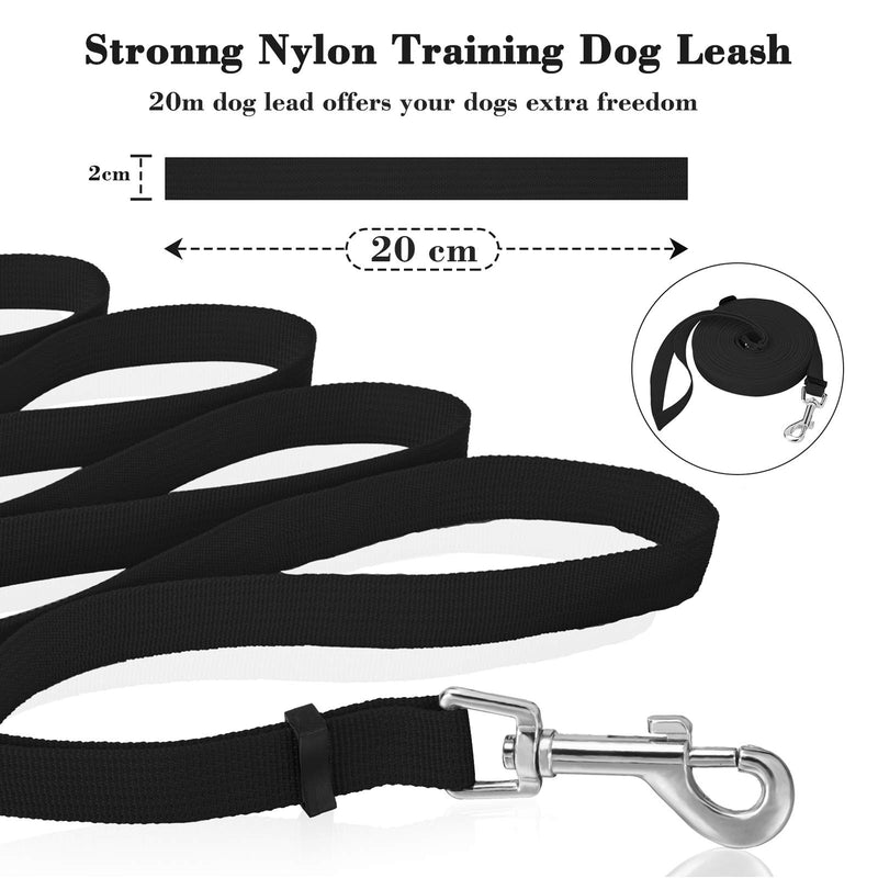 Training Lead for Dogs, Ansontop Dog Training Lead en Nylon Leash for Large Medium & Small Dogs for Camping Backyard Tracking Training, Play, Running with Metal Components, Black (10m/33ft) 20m - PawsPlanet Australia