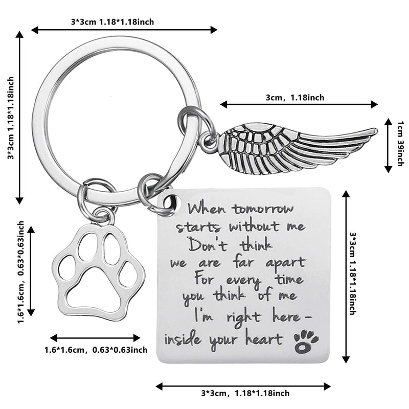 Cerolopy Loss of Pet Keychain, Memorial Keyring Angel with Paws, Key Pendant Sympathy Remembrance Gift for Pet Dog Cat Lover - PawsPlanet Australia
