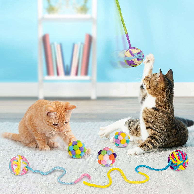 Cat Toys Ball, Woolen Yarn Cat Toy Balls with Bell and Cat Fuzzy Balls, Interactive Cat Toys for Indoor Cats and Kittens, Cat Kitten Chew Toys, 6 Pack - PawsPlanet Australia