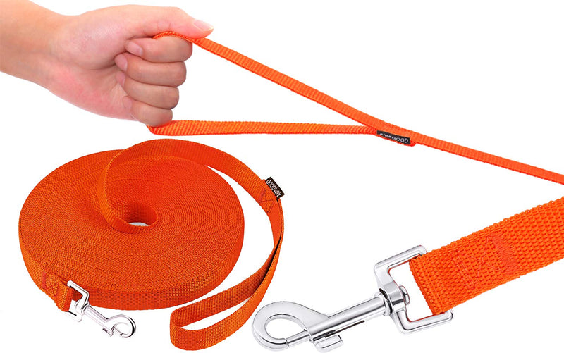 AMAGOOD Dog/Puppy Obedience Recall Training Agility Lead-15 ft 20 ft 30 ft 50 ft Long Leash-for Dog Training,Recall,Play,Safety,Camping 15feet Orange - PawsPlanet Australia