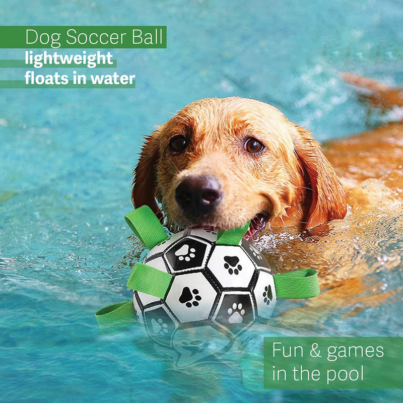 VOLTRA Dog Soccer Ball with Grab Tabs for Small & Medium Dogs -6 Inch Upgraded Interactive Dog Balls for Tug of War-Durable Indoor Outdoor Dog Toys for Your Puppies. - PawsPlanet Australia