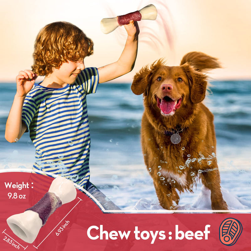 ADSDIA Tough Dog Chew Toys for Aggressive Chewer Dog Large Medium Breed Durable Indestructible Dog Bone Dog Toys for Dogs Beef - PawsPlanet Australia