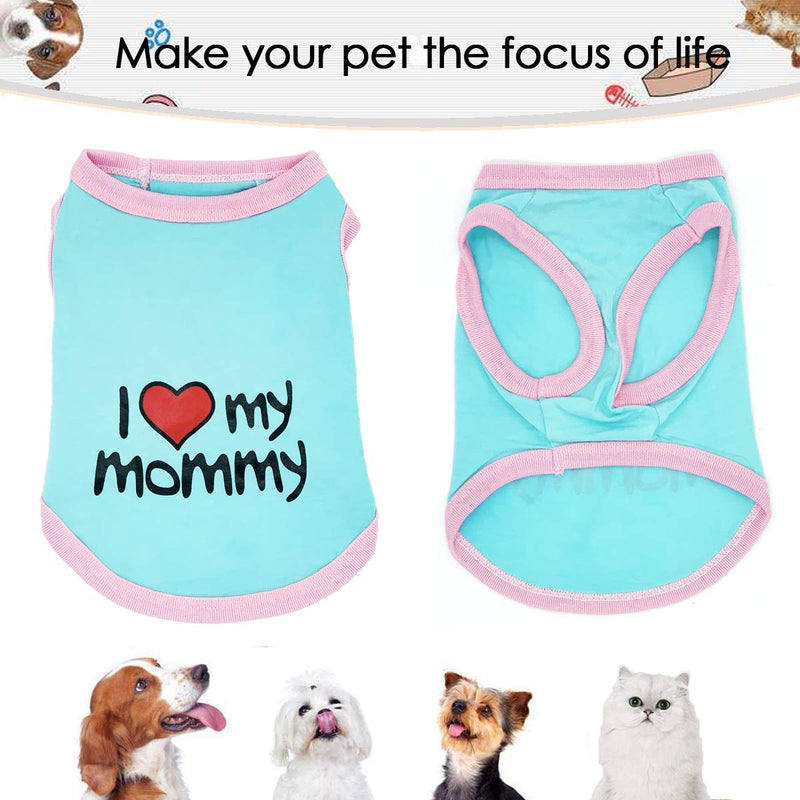 Dogs Shirt Pet Clothes Printing Clothing, Puppy T-Shirt Cute Slogan Cotton Cat Vest Apparel Doggy Shirts Soft and Breathable Outfits for Small Extra Small Medium Dogs Boy and Girl (Mom-Blue S) Blue - PawsPlanet Australia