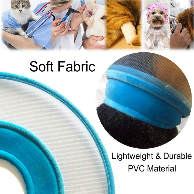 In hand Adjustable Recovery Cat Cone Dog Cone Collar Clear Padded ECollar with Breathable Soft Edge Plastic Soft Cone Designed for Cats and Puppies L(Neck Girth 10.2"-12.2", Depth 4.8") Blue - PawsPlanet Australia