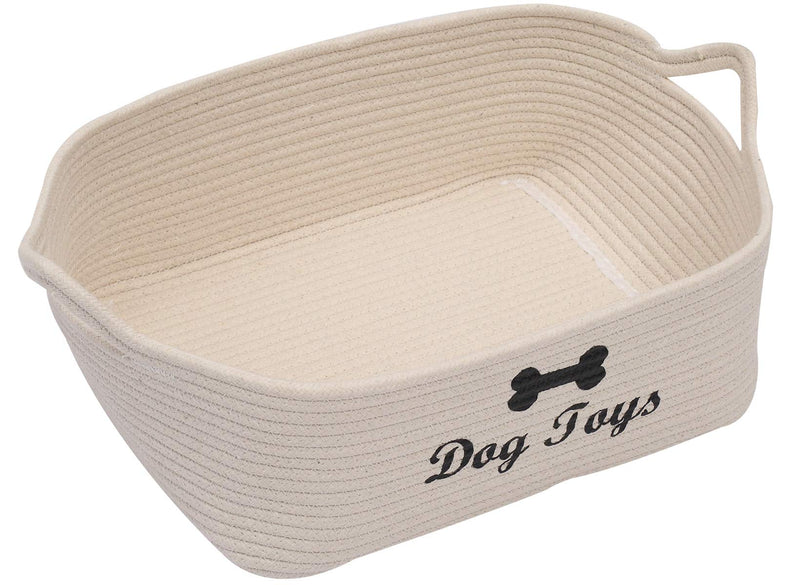 Xbopetda Cotton Rope Storage Basket Bin Dog Toy Basket pet toy Storage Bin Dog Cube Organizer for Closet, Small Toys(Beige) Beige - PawsPlanet Australia