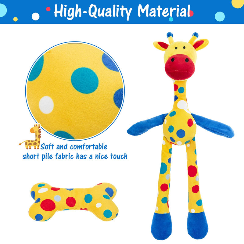 PUPTECK Dog Squeaky Chew Toys - Soft Stuffed Plush Puppy Toys, Durable Interactive Pet Toys for Small Medium Dogs, Cute Giraffe and Bone Shape - PawsPlanet Australia