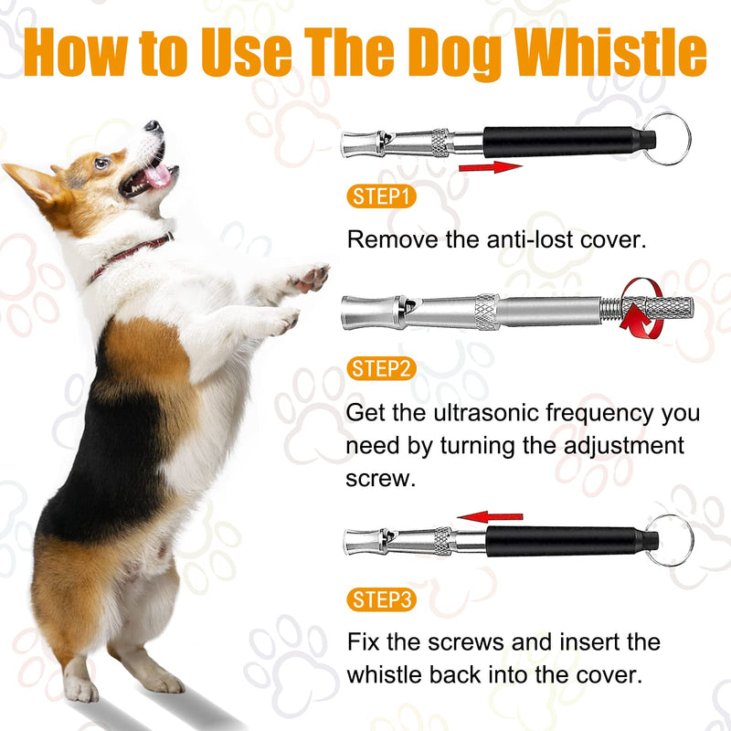 Professional Dog Whistle and Dog Clicker Set, Supersonic Dog Training Whistle for Recall with Black Lanyard Adjustable Frequency Puppy Clickers for Training Stop Barking Pet Obedience(2 Pieces) - PawsPlanet Australia