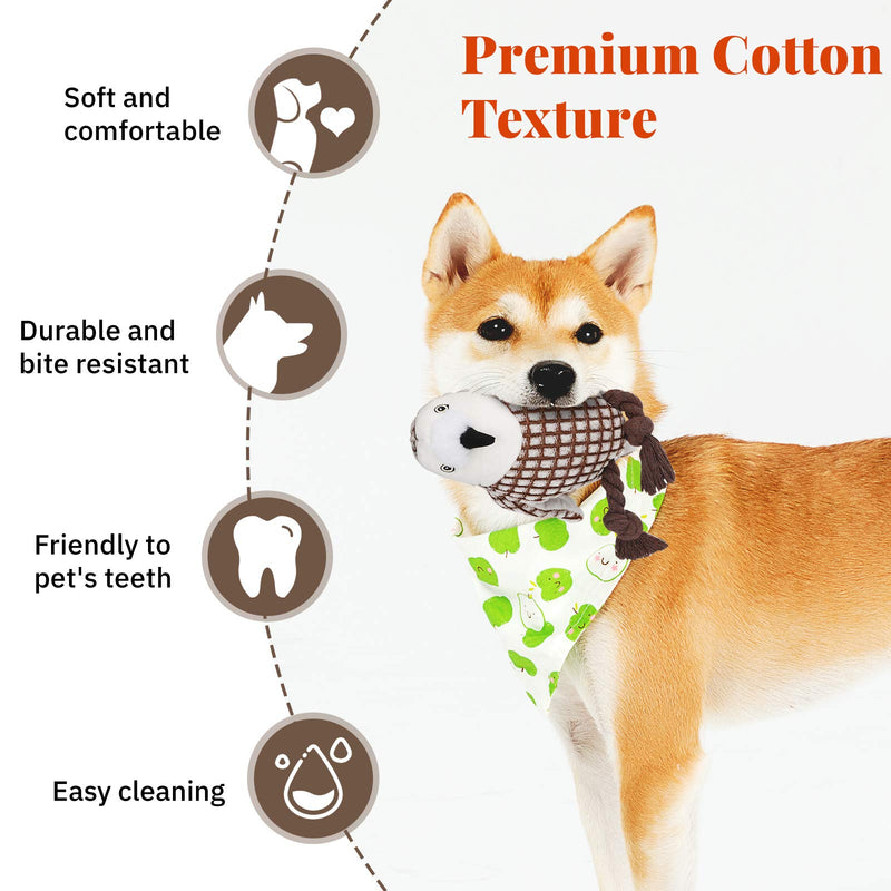 Lewondr Plush Dog Toys, Cute Soft Squeaky Plush Toy for Dogs Quality Corduroy Animated Stuffed Puppy Chew Toy with Squeakers Owl-shape Interactive Soft Pet Toys for Biting - Coffee & White - PawsPlanet Australia