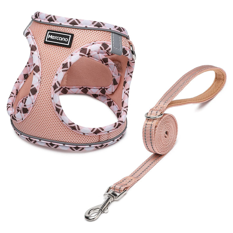 Mercano Soft Mesh Dog Harness and Leash Set, No-Chock Step-in Reflective Breathable Lightweight Easy Walk Escape Proof Vest Harnesses with Safety Buckle for Small Medium Dogs, Cats (Light Green, XXS) XX-Small Light Green - PawsPlanet Australia