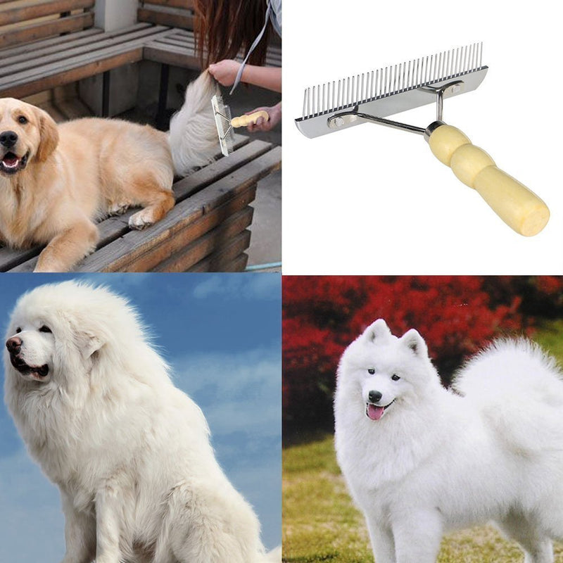 YGR Undercoat Rake for Dogs,Pet Comb,Dog Comb with Wooden Handle, large dogs Slicker Hair brush - PawsPlanet Australia
