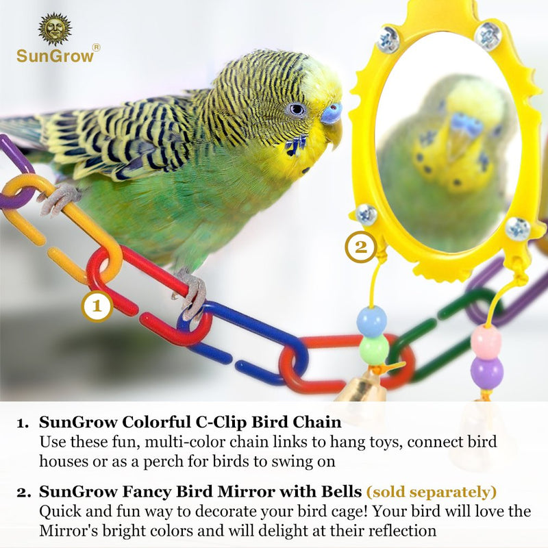 [Australia] - SunGrow Plastic Chain Links, 1.4x0.5 Inches, Variety of 6 Vibrant Colors, Interchangeable C-Clip Hooks, for Classroom or Playroom, Exciting, Lightweight and Durable DIY Pet Toy, 100 Pieces 