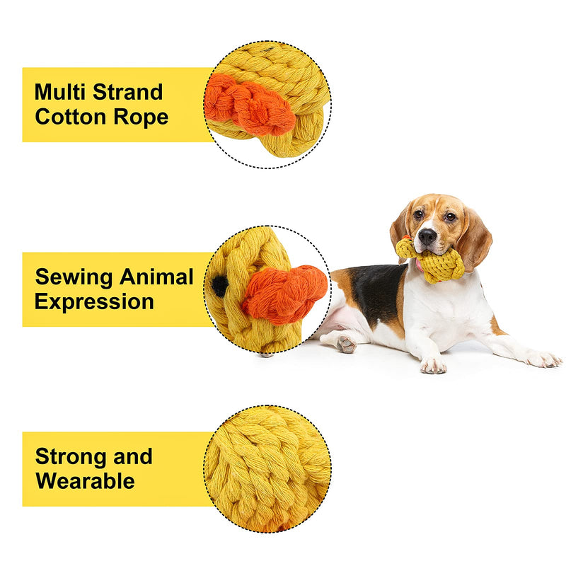 Ruisita Cotton Rope Dog Toys Natural Teeth Cleaning Chew Rope Puppy Boredom Rope Toy Dogs Ball Knot Training Toy Pet Teeth Training Toys Color Bear, Yellow Duck - PawsPlanet Australia