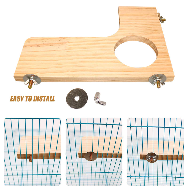 Squirrel Gerbil Chinchilla and Dwarf Hamster L-Shaped Round Hole Wooden Platform, 3 Pieces of Natural Hamster Standing Platform Chinchilla Cage Accessories, Birds Parrots Activity Playground style-1 - PawsPlanet Australia