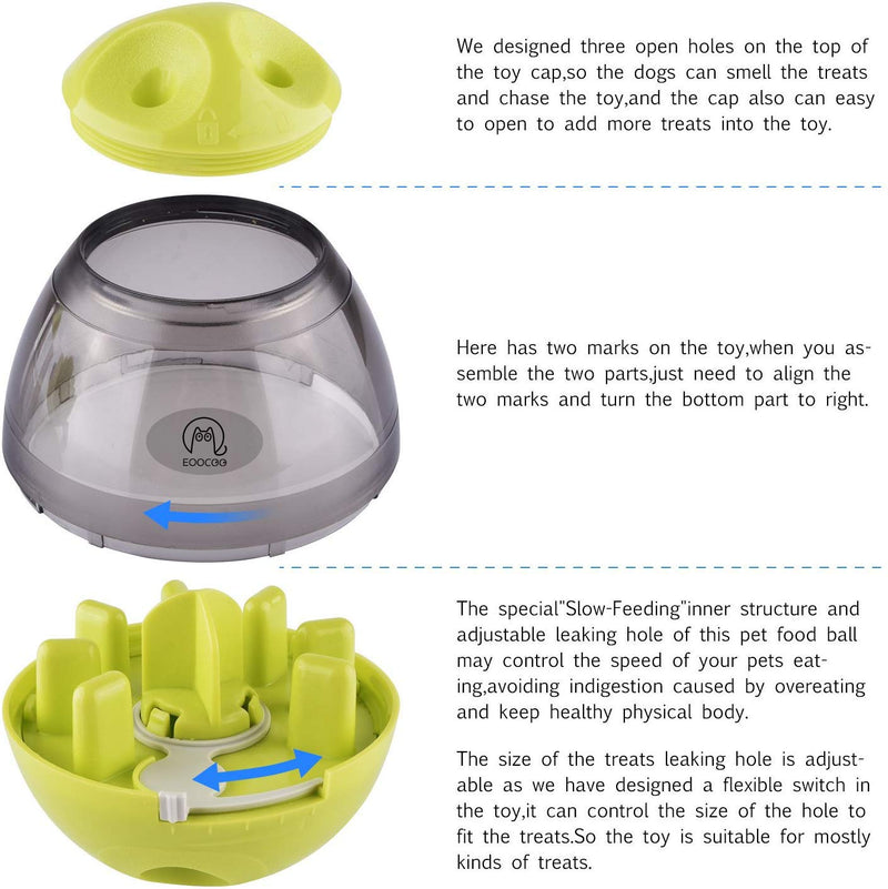 [Australia] - EooCoo Pet Food Container Dog Slow Feeder Bowl Cat Puzzle Dispenser, Small Interactive Collapsible Stimulating Play Toy, Adjustable Treats Eat Canister, Funny Maze Gym Ball Green 