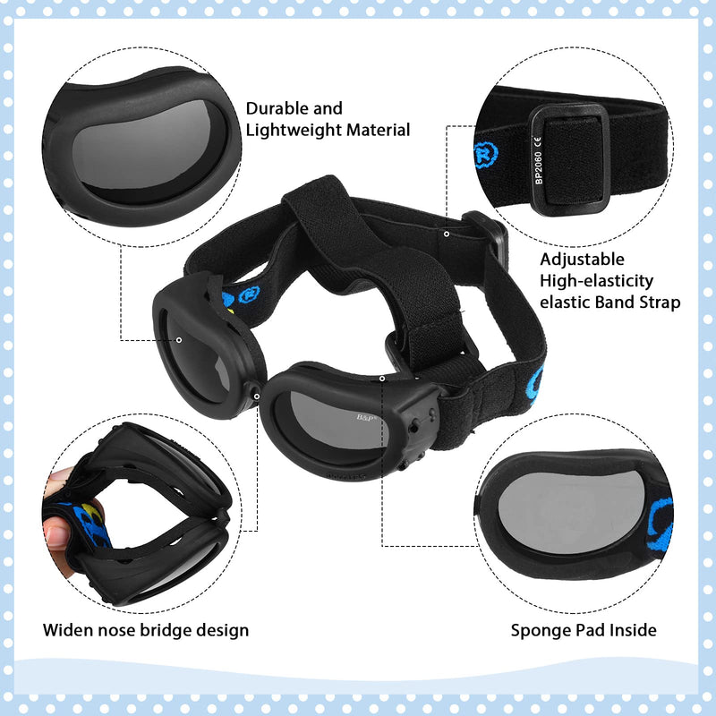 Small Dog Helmet Goggles UV Protection Doggy Sunglasses Pet Dog Glasses Motorcycle Hard Safety Hat with Adjustable Belt Windproof Snowproof Eye Head Protection for Puppy Riding, S Size Black - PawsPlanet Australia